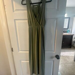 POL Light Green Mineral Washed Knit Maxi Dress